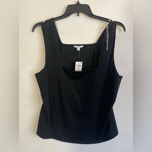 Bar III Black Asymmetrical Fitted Tank Top